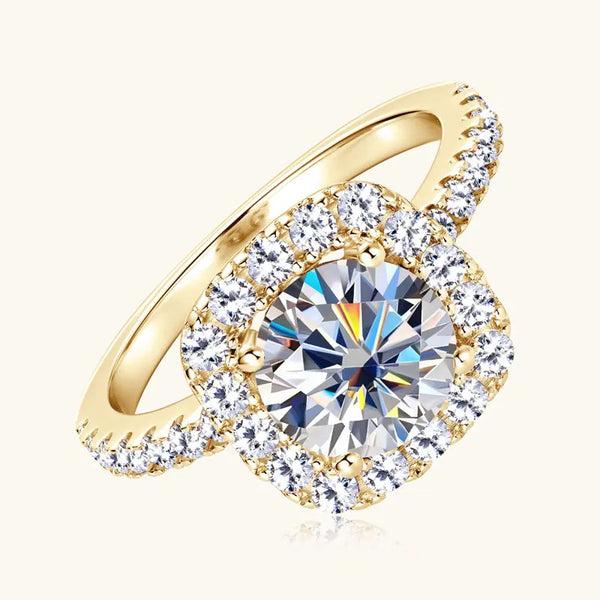 Sparkling Moissanite Halo Ring