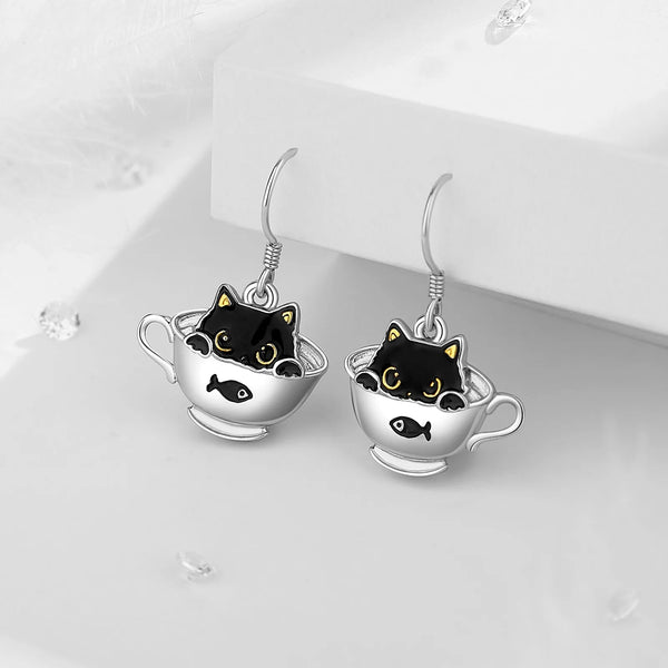 Sterling Silver Cat Earrings