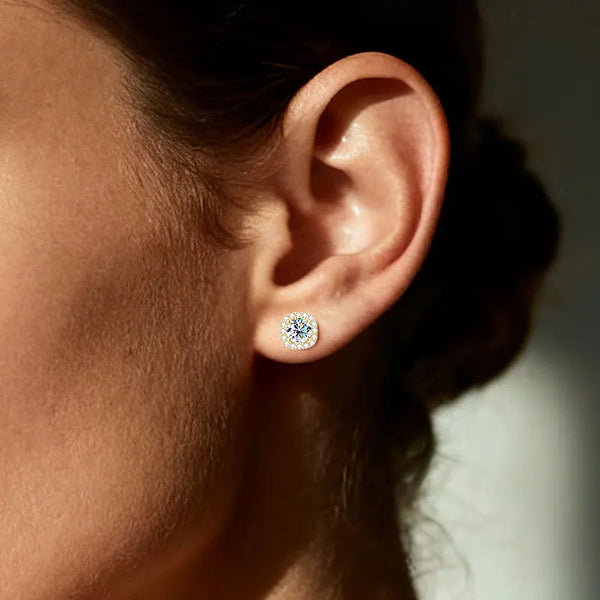 Cushion Halo Moissanite Studs