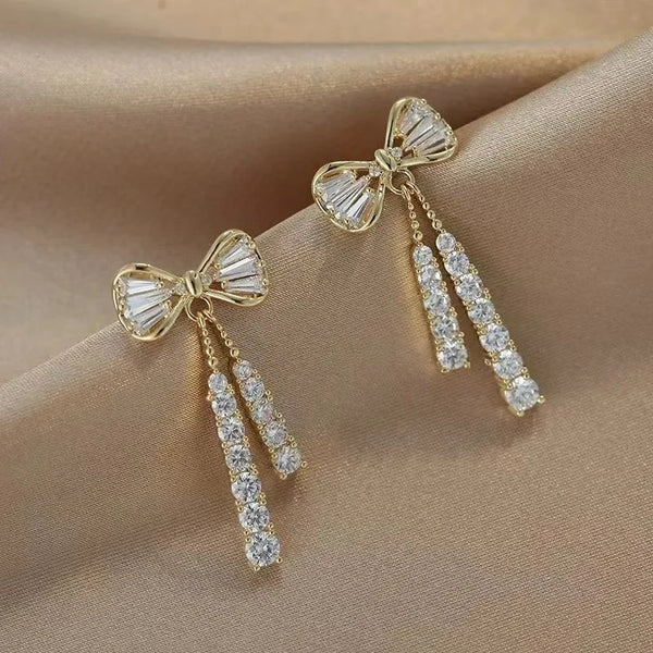 Elegant Moissanite Bow Earrings