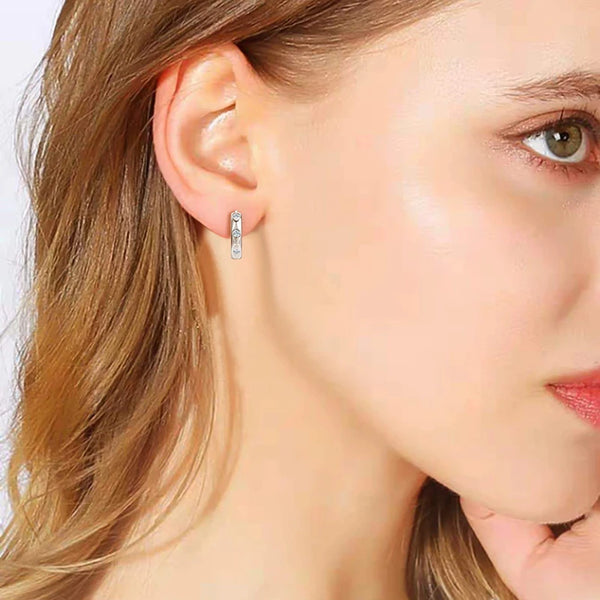 Moissanite Sparkle Hoop Earrings