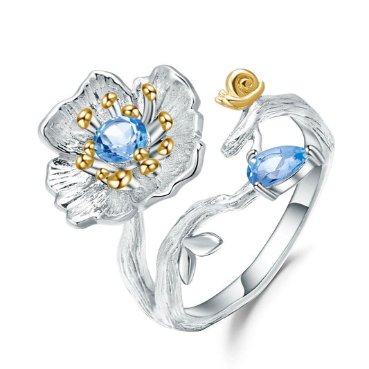 Blooming Blue Topaz Ring