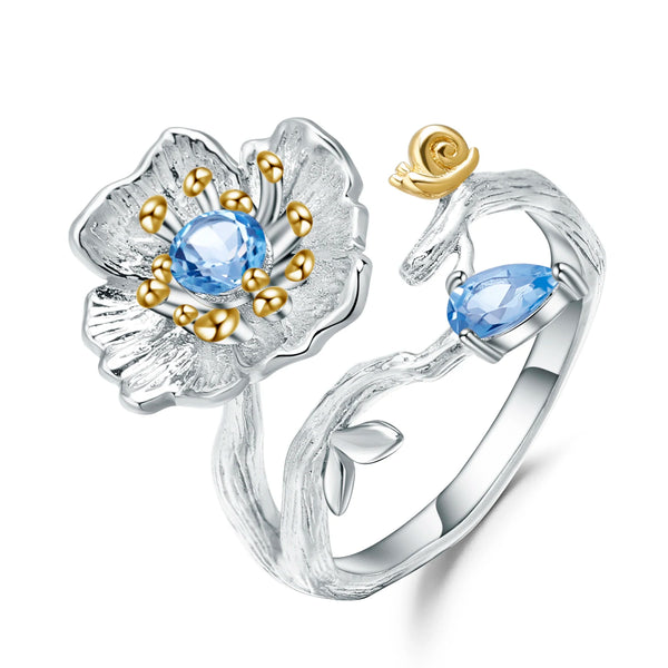 Blooming Blue Topaz Ring