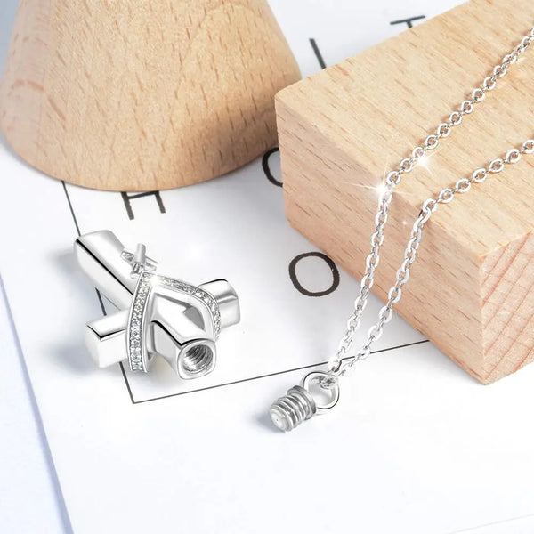 Memorial Cross Necklace in Sterling Silver – Ashes Keepsake​