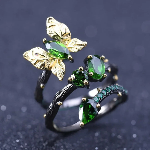 Butterfly Branch Silver Ring