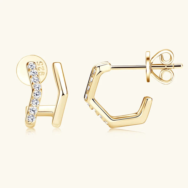Sparkling Geometric Huggie Earrings