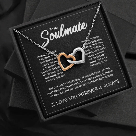 To My Soulmate Interlocking Heart Necklace