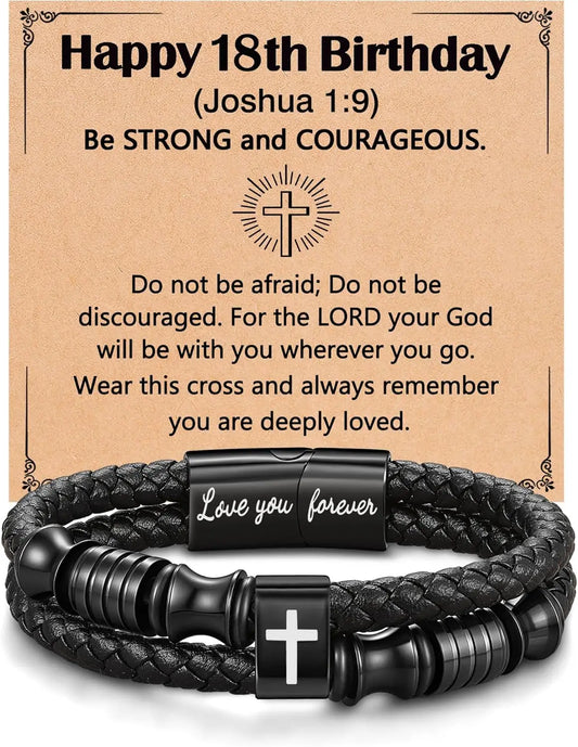 Joshua 1:9 Birthday Bracelet for Boys