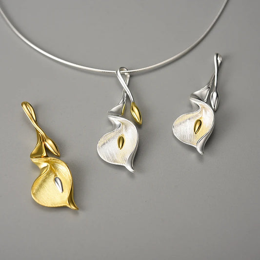 Elegant Calla Lily Pendant Necklace