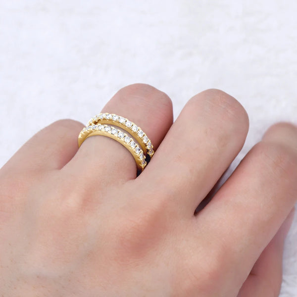 Brilliant Double Row Moissanite Ring