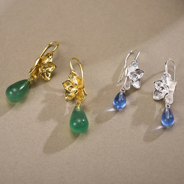 Crystal Flower Drop Earrings