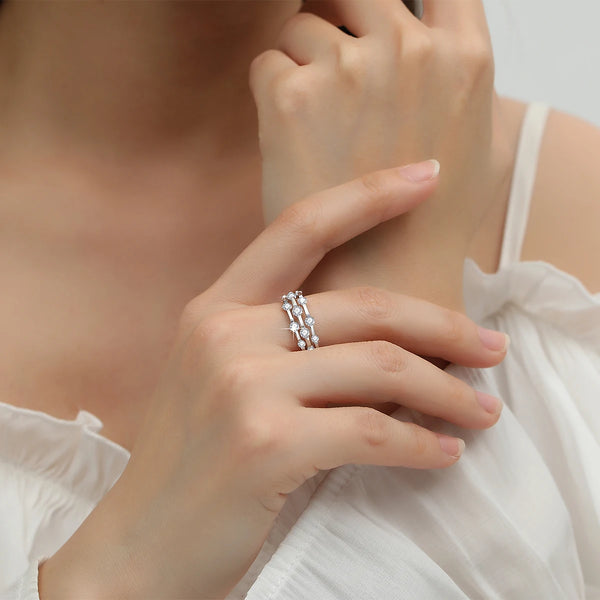 Shimmering Moissanite Wedding Band