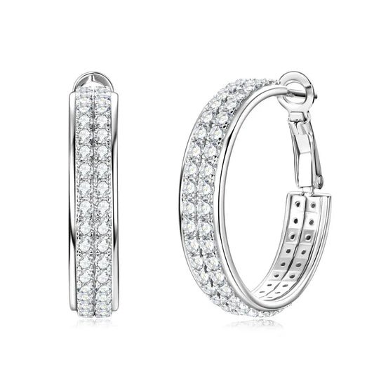Sparkling Silver Hoop Earrings
