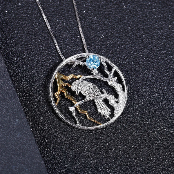 Swiss Blue Topaz Bird Necklace