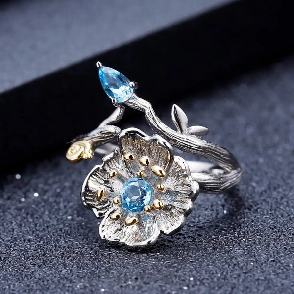 Blooming Blue Topaz Ring