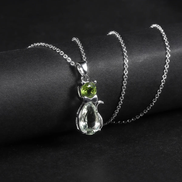 Charming Cat Gemstone Necklace