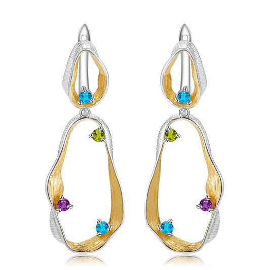925 Silver Swirl Gemstone Earrings