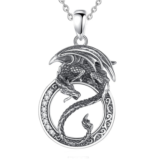 Dragon Yin Yang Silver Necklace