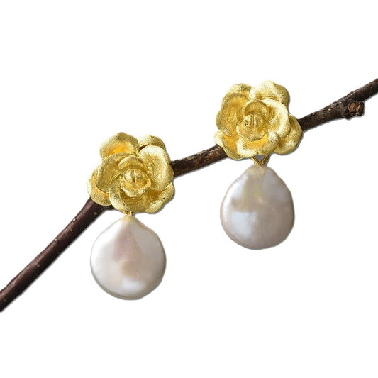 Natural Pearl Flower Earrings