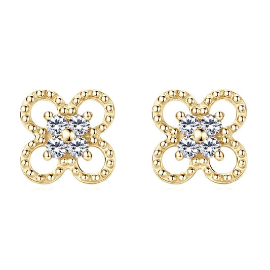 10k Gold Clover Stud Earrings