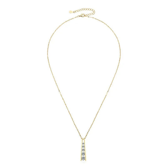 Graduated 5-Stone Geometric Bar Necklace