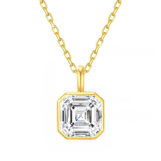 Bezel Asscher Moissanite Pendant (2.0ct)