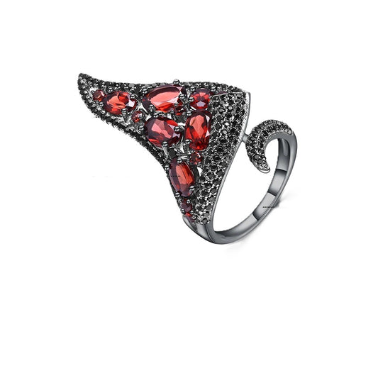 Garnet Gemstone Gothic Ring
