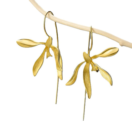 Elegant Orchid Dangle Earrings