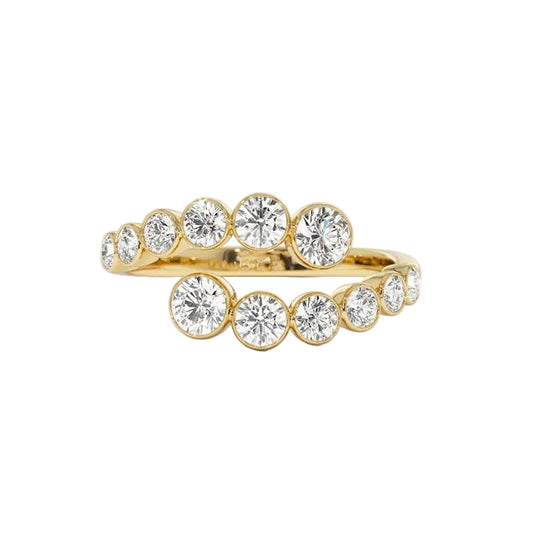 Graduated Bezel Moissanite Bypass Ring