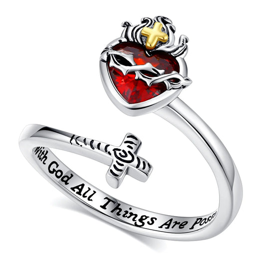 Sacred Heart Silver Ring