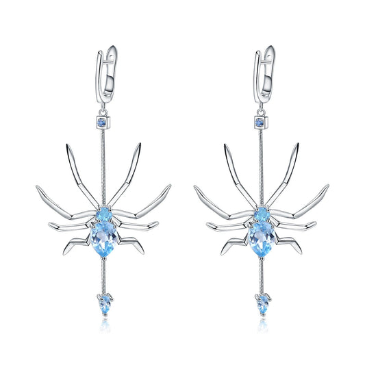 Sky Blue Topaz Spider Earrings