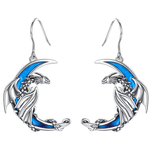 Gothic Dragon Moon Earrings