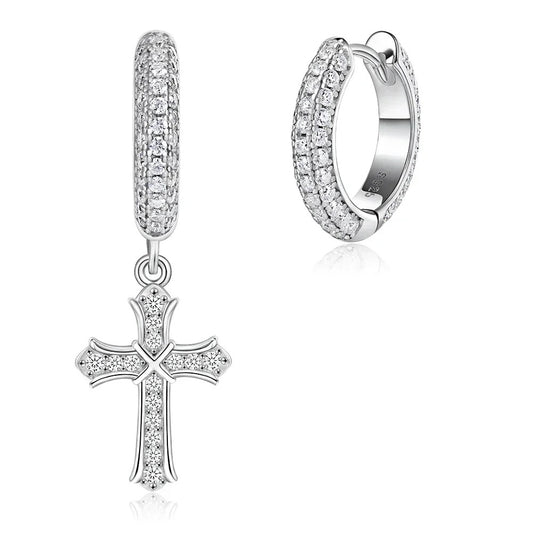 Sparkling Moissanite Cross Earrings