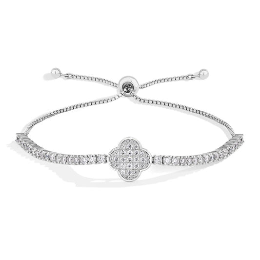Pavé Clover Moissanite Slider Bracelet