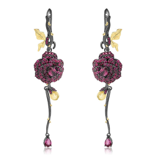 Elegant Rose Silver Earrings