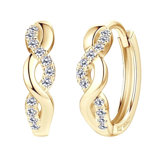 Dazzling Real Gold Moissanite Hoop Earrings