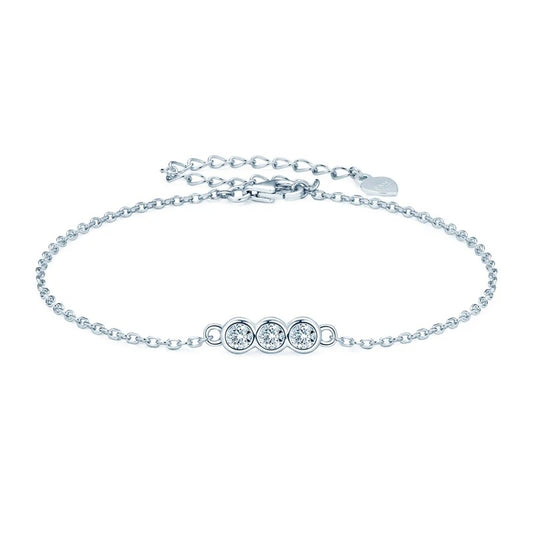 Elegant Three-Stone Moissanite Bracelet