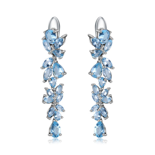 Garnet Leaf Drop Earrings