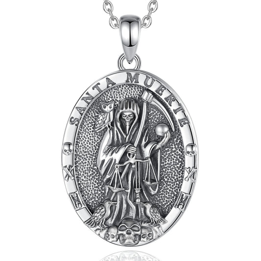 Sterling Silver Santa Muerte Pendant
