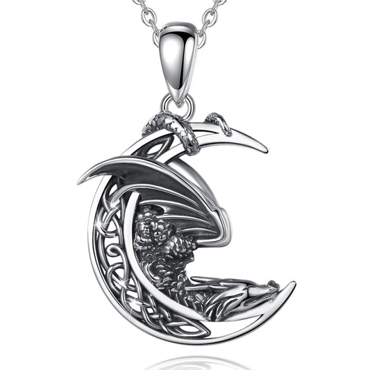 Moon Dragon Pendant Necklace