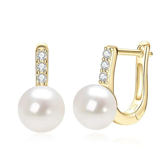 Linear Pavé Freshwater Pearl Huggies