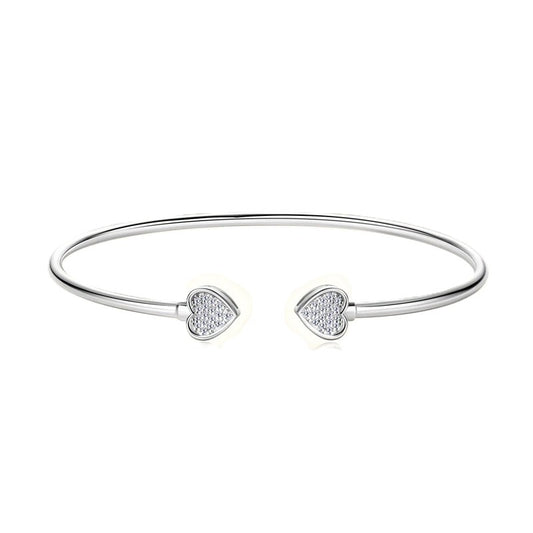 Moissanite Heart Cuff Bangle