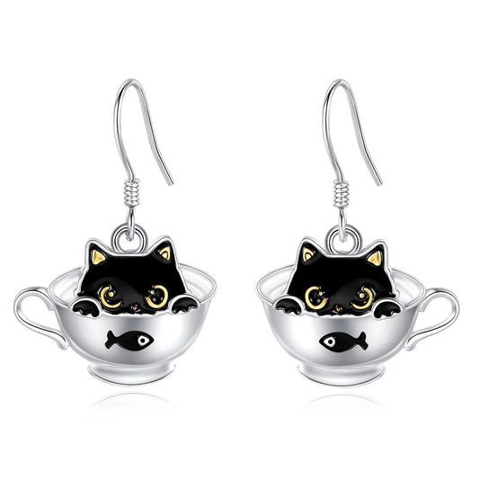 Sterling Silver Cat Earrings