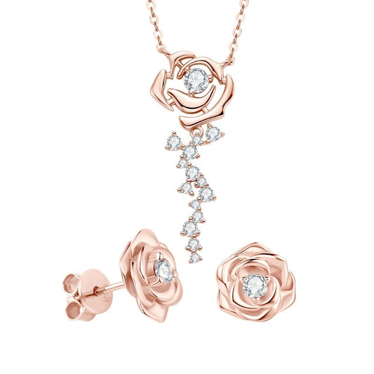 Elegant Moissanite Flower Jewelry Set