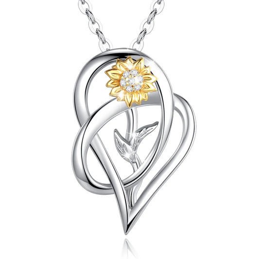 Sunflower Heart Silver Necklace
